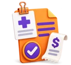 Claim form with a receipt and a medical certificate clipped to it, standing for claim submission and documents