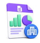 Report sheet with a bar chart and a pie chart, standing for claims reporting for client companies