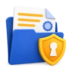 Client folder with a policy document and a shield, standing for client and policy records
