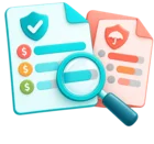 Two quotation sheets side by side with a magnifying glass, standing for insurance quotations and comparisons