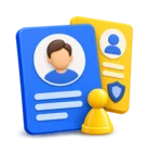 Customer profile card with an ID card behind it, standing for pawnshop customer records