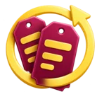 Two linked pawn tickets with a circular arrow, standing for pledge renewals