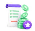 Shopping receipt with coins rising into a points balance, standing for points earning and redemption