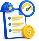 Budget sheet with a cost gauge, standing for project budgets and cost control
