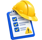 Safety helmet resting on an inspection checklist, standing for site safety inspections