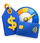 Price tag beside a credit card and a gauge, standing for dealer pricing and credit limits