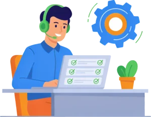 Support engineer answering a change request against a project system