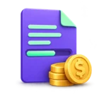 Contract document with a part-filled progress bar and a stack of coins, standing for claims against the contract sum
