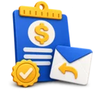 Payment certificate with a round seal beside a folded reply letter, standing for payment certificates and payment responses