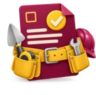 Tool belt resting on a submitted claim form, standing for subcontractor claims