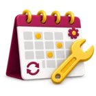 Calendar with a spanner and recurring servicing dates, standing for planned preventive maintenance
