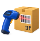 Handheld scanner reading the barcode on a carton, standing for warehouse operations