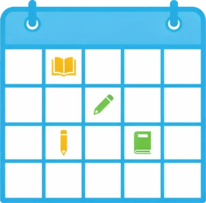 A term timetable with courses and lesson slots