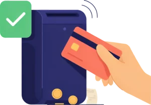 Card and NETS terminal taking payment for an online joining fee