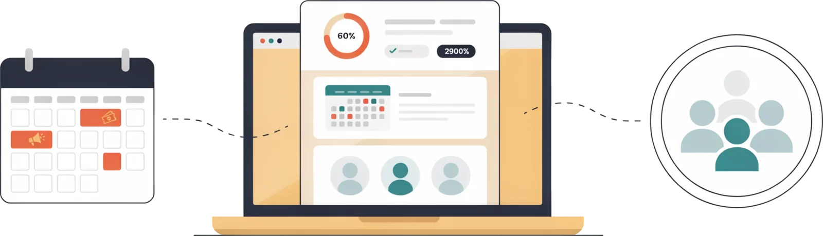 Member portal home page with renewal status, upcoming events and a link to the member directory