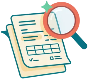 Illustration of AI reading a supplier invoice and matching it to a purchase order