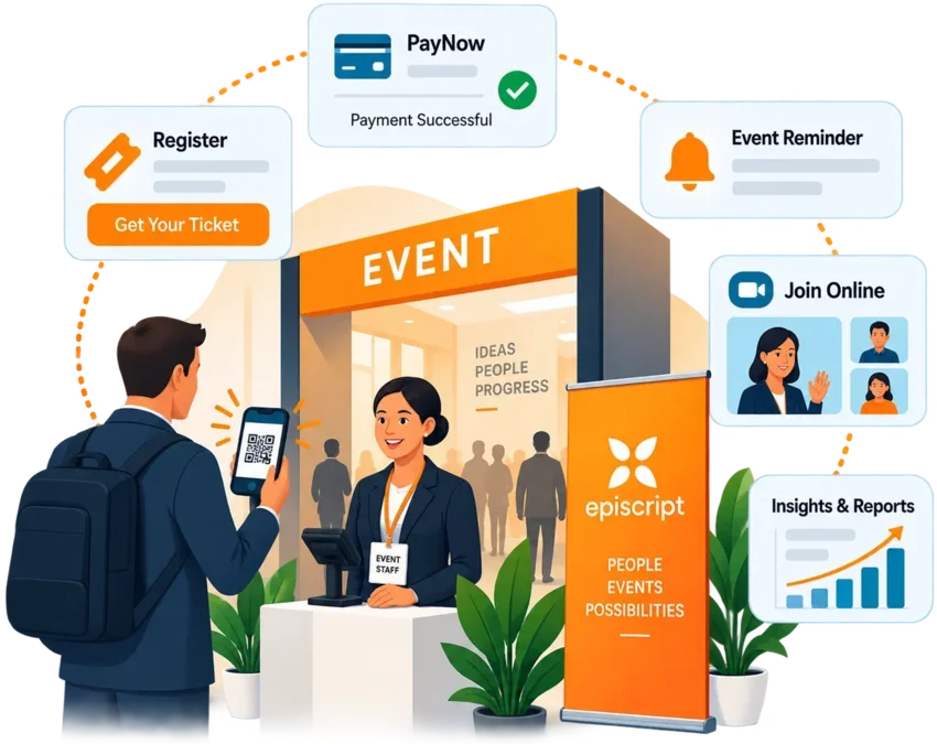 Event management software bringing registration, ticketing, attendee lists and check-in together in one view