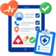 Registration form on a tablet with a patient's contact details and allergies filled in