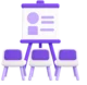 Whiteboard on an easel with a lesson outline, facing a row of training room chairs