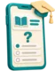 Phone showing a short lesson card and a multiple-choice question