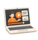 Laptop playing a video lesson with a progress bar beneath it