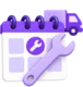 Spanner over a service calendar marking a lorry's next servicing date