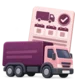 Lorry beside a vehicle record card with its registration plate and document dates