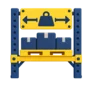 Pallet being placed on a racking level marked with a size and weight limit