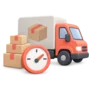 Delivery van with stacked cartons beside a weight gauge