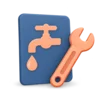 Spanner beside a maintenance request card for a dripping tap
