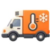 Refrigerated delivery van with a thermometer symbol on its cargo box