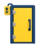 Walk-in cold room door with a temperature sensor mounted beside it