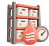 Storage shelves with a water droplet and a humidity gauge