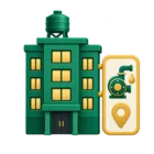 Building beside an equipment tag listing a water pump and its location