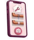 Phone showing a maintenance job card with a camera button for before and after photos