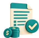 Contractor quotation sheet beside a small stack of coins and an approval stamp