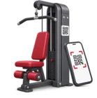 Gym machine carrying a QR code asset tag being scanned by a phone