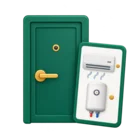Apartment unit door with an air conditioner and water heater listed on its fittings card