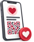 Phone showing an online donation form with a payment QR code