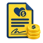 Signed pledge form beside a short stack of coins