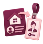 Enquiry card with an arrow pointing to an agent name badge on a lanyard