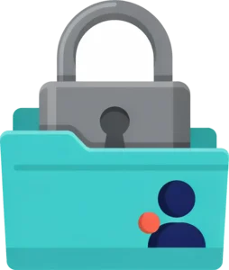 Padlock on a folder of personal records
