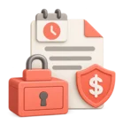 Padlocked deposit box beside a banker's guarantee letter with an expiry date tab