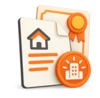 Tenancy agreement with an official stamp and a certificate tucked behind it
