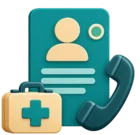 Volunteer record card beside a phone handset and a small first aid cross