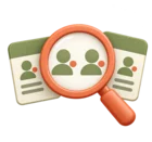Magnifying glass held over two matching client record cards