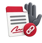 Signed declaration form beside a raised hand, for a reviewer declaring a link to an applicant