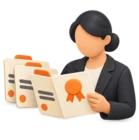 Stack of application folders with one passed to a reviewer shown head and shoulders
