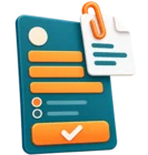 Online form with an attached document, standing for online application forms