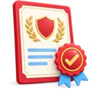 Licence certificate with a seal and a reference number, standing for permit and licence issuance